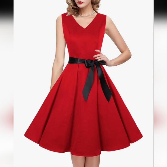 IHOT Red Swing Dress Retro Style - Picture 3 of 13